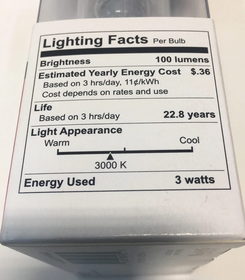 TCP RLDCF3W30K2 DIMMABLE LED E12 Clear Flame Tip 3 Watt 15 Equivalent (2) Bulbs - Image 3 of 3