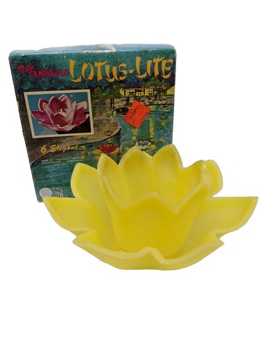 Vintage Lotus Lite Yellow Floating Pool Candle-Glo California Colors Mid Century