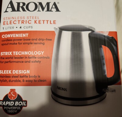 Aroma AWK-266SB L Cordless Electric Kettle Stainless Steel 21241802666| 