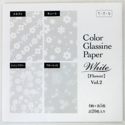 Glassine Origami White-Mix Flower, 4 Muster, 15 cm