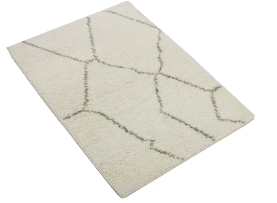 Indo Teppich Handgeknüpfter Berber Modern Einfarbig 90 cm x 60 cm Neuer Teppich - Bild 1 von 4