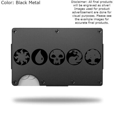 Custom ''MTG MANA SYMBOLS'' Laser Engraved Wallet - Pick A Wallet Color