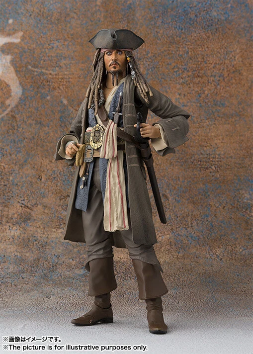 Boneco de ação Piratas do Caribe SHF Capitão Jack Sparrow Figma brinquedo na caixa - Imagem 4 de 4