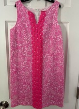 Lilly Pulitzer for Target Girls Hot Pink & White Sleeveless Shift Dress Sz 10/12