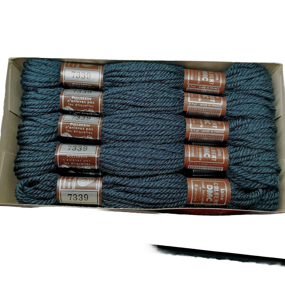 DMC Laine Colbert Yarn Dark Blue Tapestry Wool Needlepoint Lot 10 Box France - Image 2 of 4