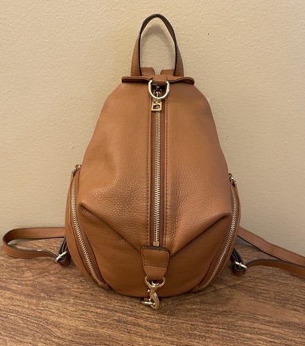 Rebecca Minkoff Julian Medium Backpack Caramello Brown Leather Gold Hardware