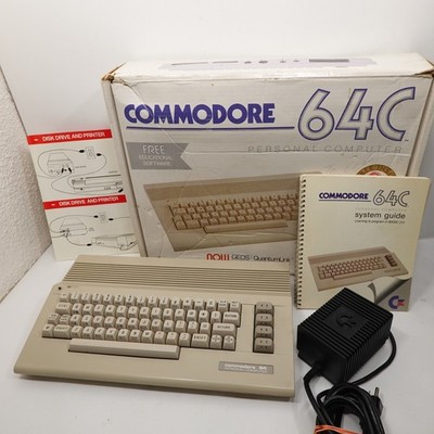 Commodore 64C Personal Computer w/ Box, Power Supply, System Guide & Inserts