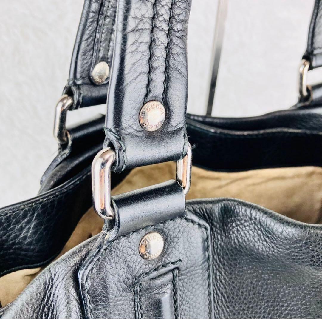 GUCCI Leather Tote Bag Cellarius Black Authentic Women's Fashion thumbnail 7