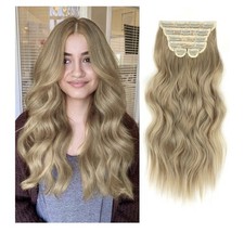 Vigorous Clip-In Wavy Hair Extension 18in Light Brown Synthetic