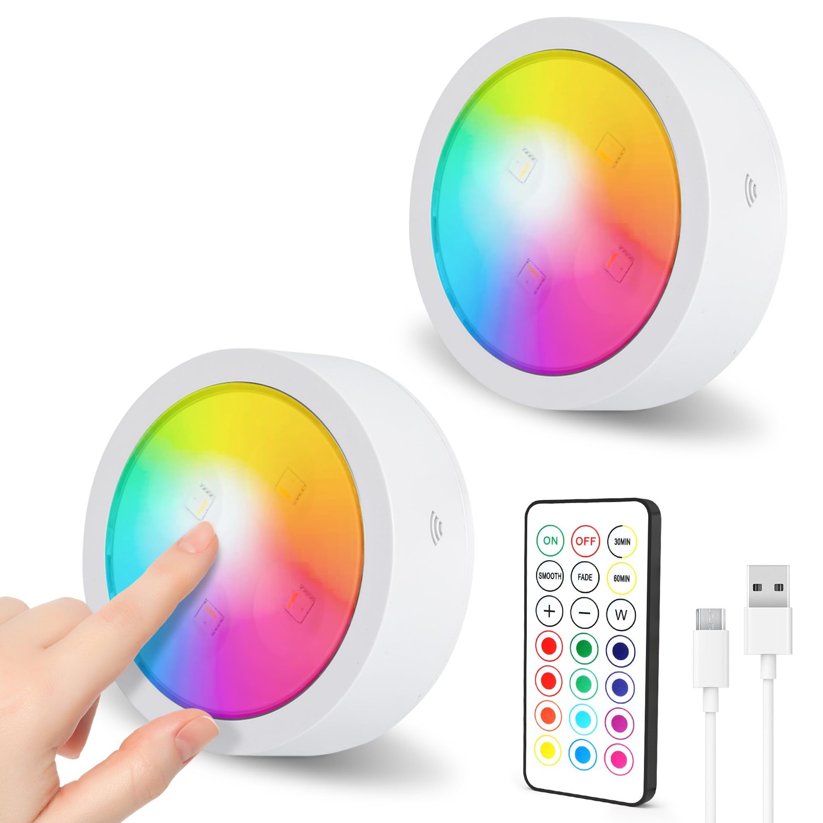 Spot LED rechargeable USB-C pour éclairage placard sans perçage avec télécommande