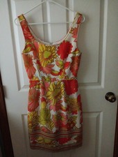 Trina Turk Red & Yellow Size 4 Silk Sheath Dress
