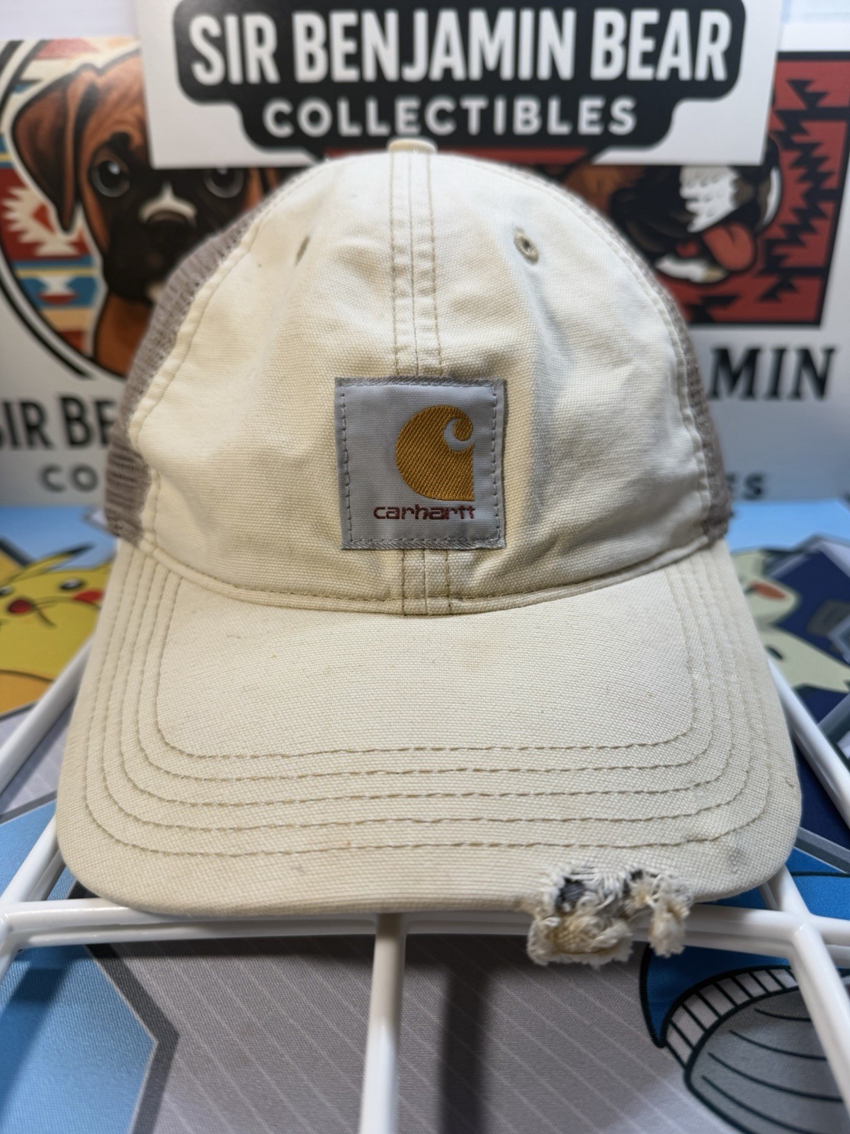 Vintage Carhartt Distressed Faded Paint Canvas Y2K Grunge Workwear Cap Hat