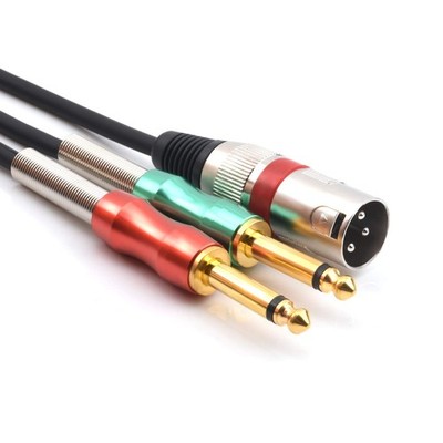 XLR Male to Dual 6.35mm 1/4'' TS Y Splitter Cable Double Mono Quarter inch 6.3...