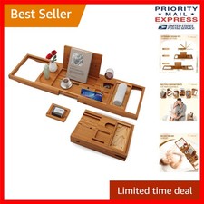 Luxurious Expandable Bamboo Bathtub Caddy for Relaxing Spa Experience