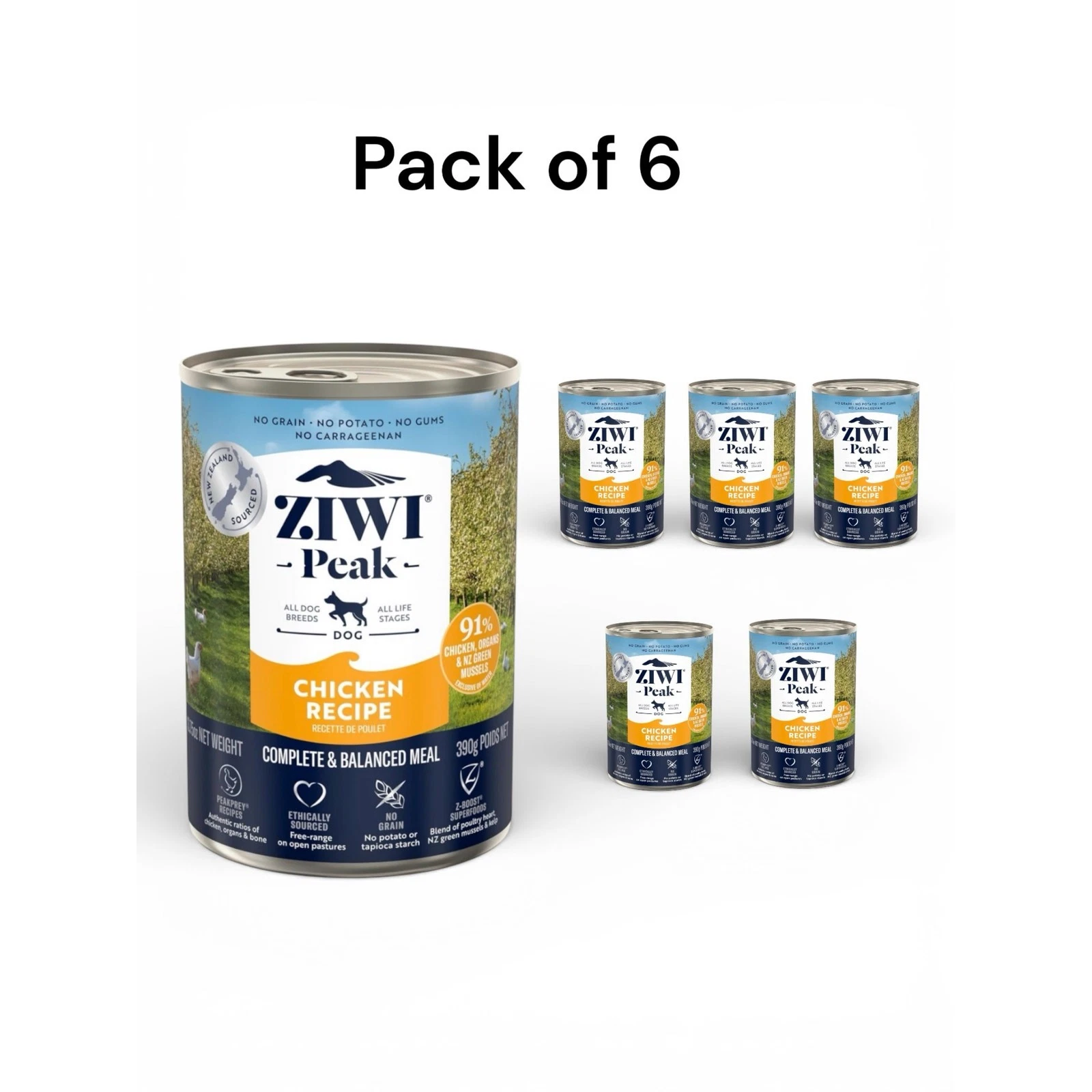 Ziwi Peak Wet Dog Food Chicken Recipe 13.75oz Grain Free High Protein ( 6 Pack )