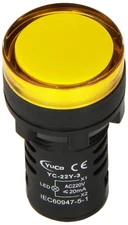 10 Pack 22mm Yellow LED Panel Mount Indicator Lamp 220/240V AC YC-22Y-3 TUV