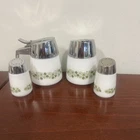 Vintage Gemco Spring Blossom Green Crazy Daisy Milk Glass Set Pyrex Corelle