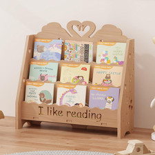 3-Tier Montessori Kids Bookshelf Organizer, Wooden Bookcase for Toddlers