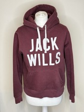 Jack Wills Burgundy Soft Hoodie With Thick White Draw String Size UK 10