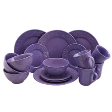 Elama Elm-Lilac-Fields Lilac Fields 16-Piece Dinnerware Set