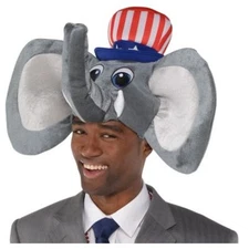 Adult Men's Republican Elephant Hat Halloween Costume – Grey/Red/White/Blue