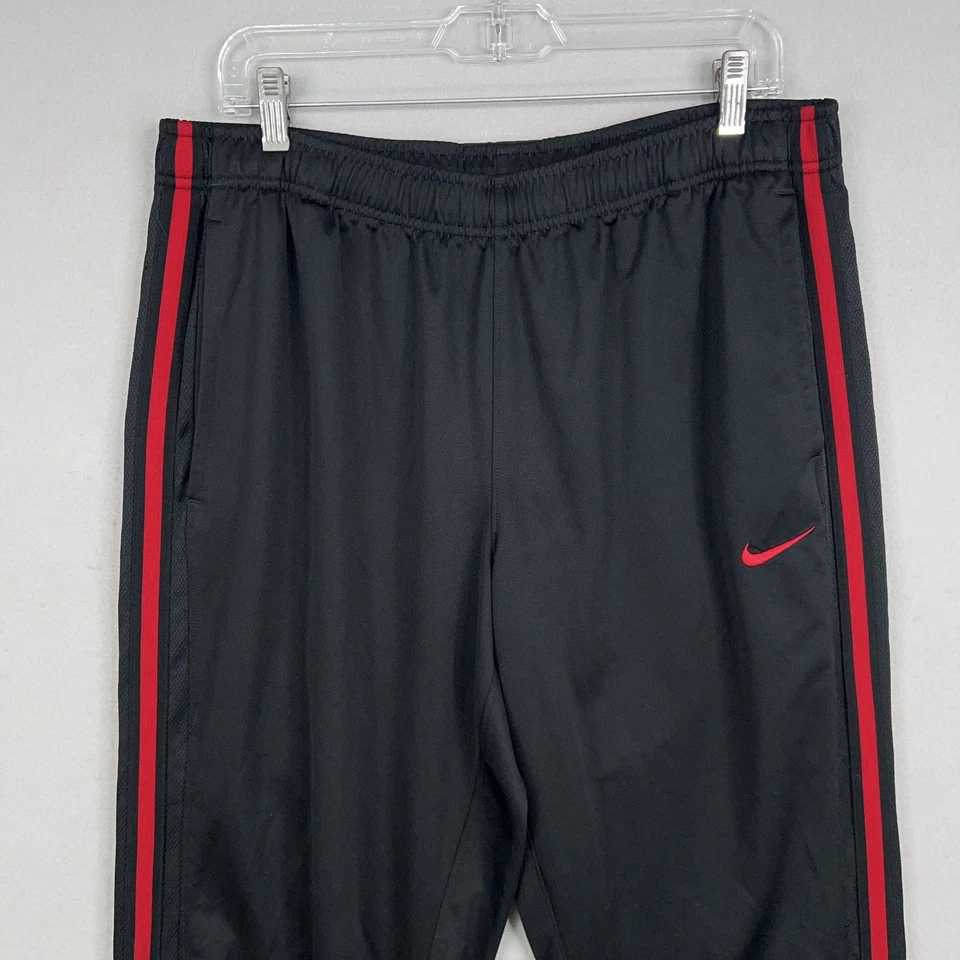 Nike Pants Mens XL Black Red Track Performance Warm Up Athletic Swoosh Street - Image 2 of 4