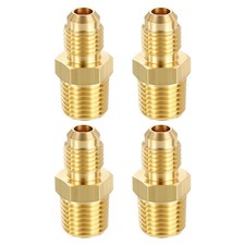 4PCS 1/4" Male Flare x 1/4" Male NPT Thread Brass Hex Extension Adapter