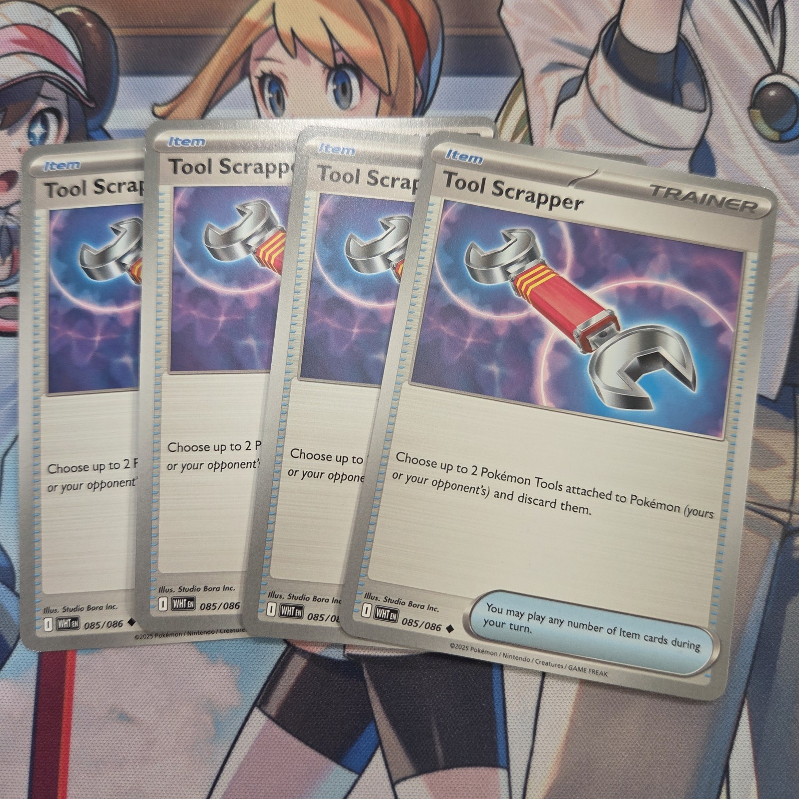 Pokemon Tool Scraper Trainer 085/086 Black Bolt White Flare NM Playset 4 Cards