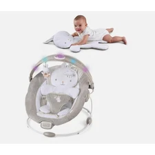 Ingenuity InLighten Twinkle Tails Vibrating Infant Baby Bouncer Toy bar, pillow