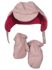Toddler Girls Pink Winter Trapper Hat  Mittens Set