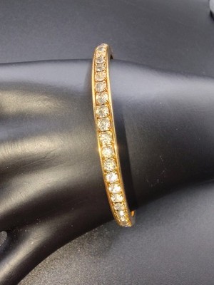 Vintage Avon Rhinestone Bangle Bracelet Gold Tone Round 2.5'' iNSIDE MEASUREMENT