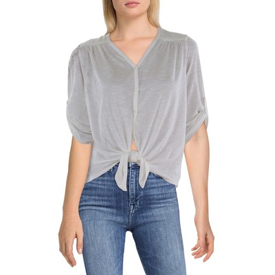 Max Studio Womens White Elbow Sleeve Blouse Button-Down Top Shirt XS BHFO 0774