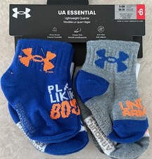 Under Armour Socks UA Essential Infant 0k-2k 6 Pairs Lightweight Quarter
