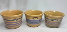 Set of 3 - OVER and BACK Striped Stoneware Custard Bowls - 2.5" high EXCELLENT