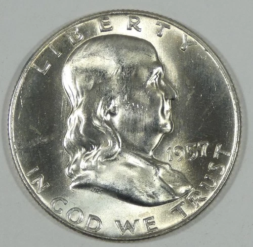 1957-D Franklin Half Dollar Nice BRILLIANT UNCIRCULATED Silver 50c