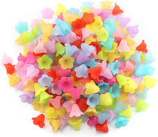 Trumpet Flower Bead 200PCS 15mm Mixed Color Frost Acrylic Bell Trumpet Flower Be