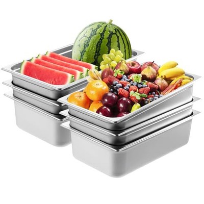 6 Pack 6'' Deep Stainless Steel Steam Table Pans Hotel Food Prep Pan