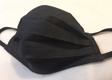 Face Mask, Adult Size XL, Black, Three Layers, Cotton, Nose Wire, Reversible