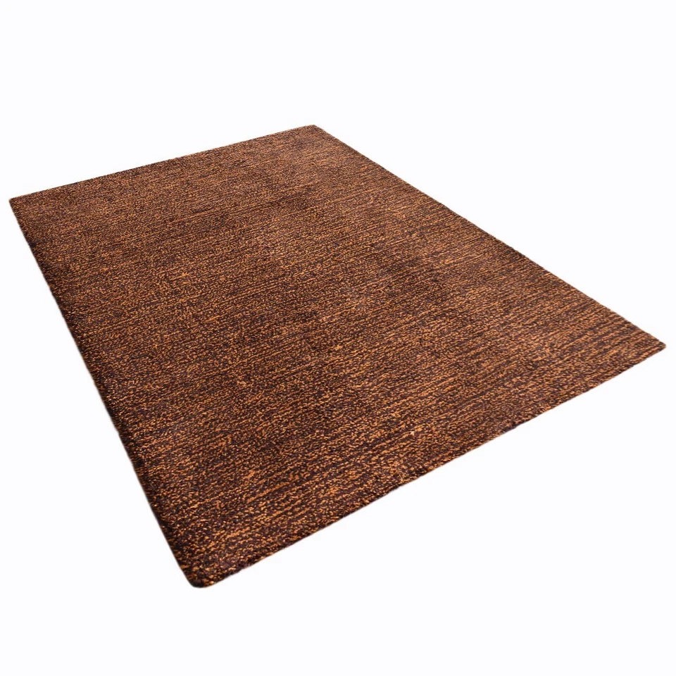 Alfombra de mezcla de seda con telar anudada a mano marrón macizo dorado BBH Homes BBLSM111 Foto 2 de 4