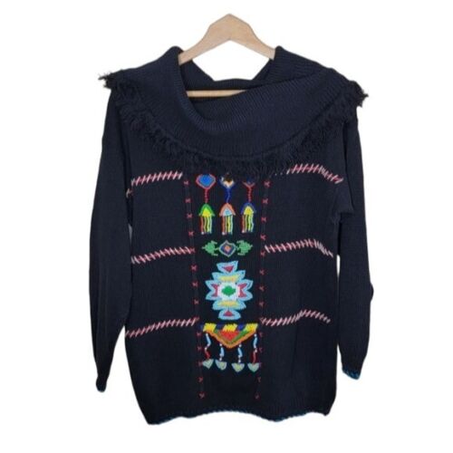 Vintage Victoria Jones | Tribal Beaded Sweater wi… - image 1