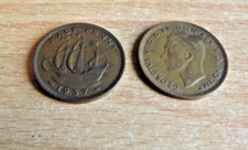 1937 King George VI Half Penny coin circulated