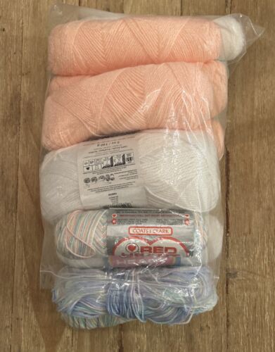 Lotto 14 filati maglieria vintage bambino Bernat cuore rosso senza etichetta colori pastello