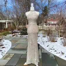 NWT Anthropologie BHLDN Conroy Sequin Halter Maxi Dress in Silver Gold 0