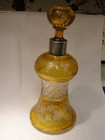 Antique 19th c Bohemian CZECH Art Glass Vase Amber Yellow Amber Cut Glass — photo 1