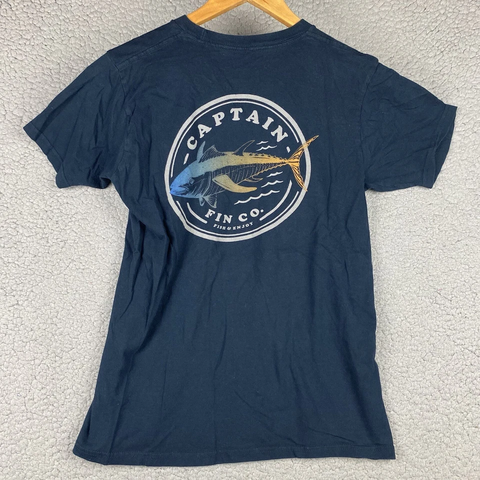 Camiseta Atún Pesca Para Hombre Talla Mediana Captain Fin Co Manga Corta Azul Marino Foto 2 de 4