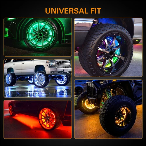 4x 15.5'' RGB Wheel Ring Lights LED Light For Truck Car Rim Lights Bluetooth APP - Bild 8 von 10