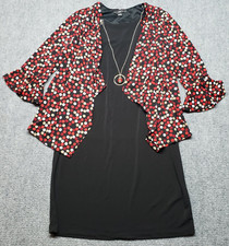 R & K Dress Womens Size 6 Multicolor Polka Dot Silver Necklace Long Sleeve New