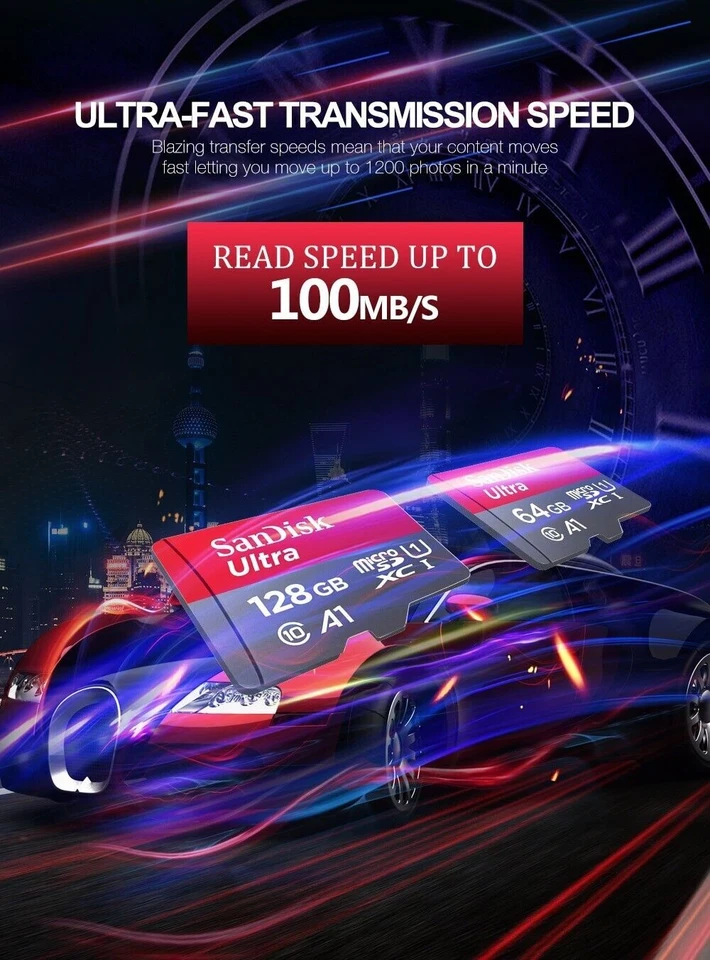 Micro SD Card SanDisk Ultra  32GB 64GB 128GB 256GB  Memory Class10 100MBs - Image 3 of 4
