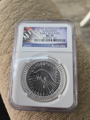2016 P MS70 NGC Australia Kangaroo .999 Silver Coin - Early Releases Perth Mint