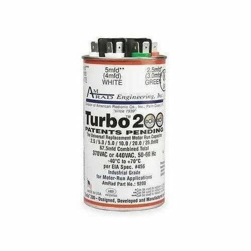👍Super Cap 2.5 - 67.5 MFD, AmRad Turbo 200 Universal Capacitor (370/440)